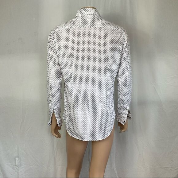 ZARA white floral print slim fit long sleeves buttons front shirt L - Picture 7 of 8